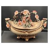 Vintage covered dish Capodimonte dish