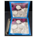 2 silver plate 3 pc baby dresser sets