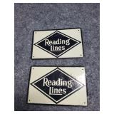 Post cereal railroad tin emblems Reading Lines