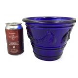 Cache-pot en verre bleu cobalt