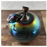 St Clair Carnival Glass Apple Paperweight