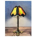 Arts & Crafts Slag Glass Bronze Lamp