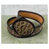 Vintage Rattlesnake Leather Cowboy Belt