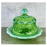 Mosser Glass Cherry Thumbprint Butter Dish