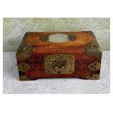 Chinese Jewelry Box With Inset Jade Panel