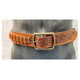 Tooled Leather Cowboy Ammo Belt Gun Rig