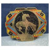 Inlaid End of Trail Indian Belt Buckle