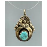 Navajo Sterling Silver Turquoise Pendant