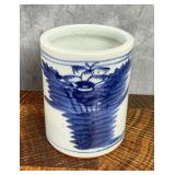 Antique Chinese Blue and White Porcelain Brush Pot