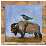 Jose Trujillo Oil on Canvas Buffalo Painting