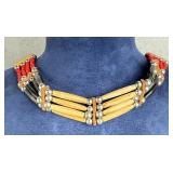 Native American Indian Bone Hair Pipe Choker