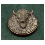 1913 Missoula Montana Bank Buffalo Paperweight