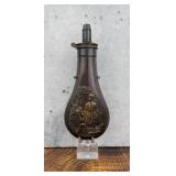 1851 Batty Indian Scene Brass Copper Powder Flask