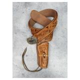 Cowboy Tooled Leather Holster Gun Belt Pistol Rig