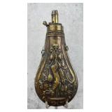 Antique Civil War Era Brass Copper Powder Flask