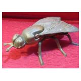 Brass Fly Ashtray Creepy Metal 8 Inch Art  8 Inch