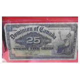 1900 Dominion of Canada 25 Cent Shin Plaster Bill