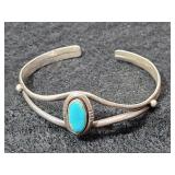 .925 Sterling w/ Turquoise Small Bangle Bracelet