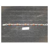 925 Silver Amber MQ Cab/RD Garnet Face Bracelet