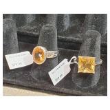 (2) Citrine Rings Size