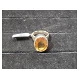 925 Yekllow Citrine Ring Size 7