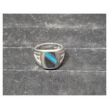 Silver Ring w/ Two Tone Blue Stones size 10 1/2