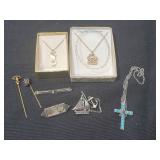 (3) Necklace Pendents & (5) Pins