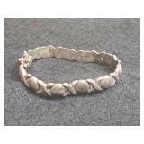 Vtg 925 Silver Deco Hugs & Kisses Bracelet