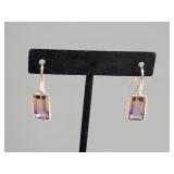 925 Sterling Silver Light Purple Gemstone Earrings