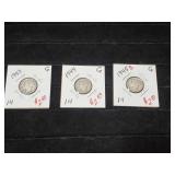 (3) Mercury Dimes 1943, 1944 & 1945 S