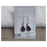 925 SS Garnet Pear Dangles Earrings