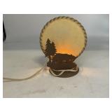 Metal and hide bear lamp