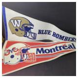 Vtg CFL Winnipeg and Montreal Team Pennants