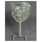 Decorative Art Glass Face Stand with Candle Holder