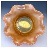 Levay Marigold Opal Grape & Cable Ruffled Bowl