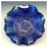 NW Electric Blue Embroidered Mums Ruffled Bowl