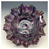 Fenton Purple Good Luck Ruffled Bowl