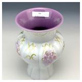 Fenton Aubergine w White Overlay Decorated Melon V