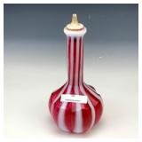 Fenton Cranberry Rib Optic Barber Bottle