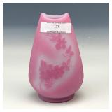 Fenton Rose Sand Carved Vase