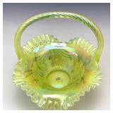 Fenton Topaz Handpainted Basket