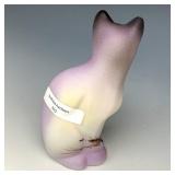 Fenton White Handpainted Cat