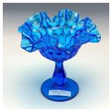 Fenton Celeste Blue Thumbprint Compote