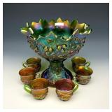 Northwood Emerald Green Acorn Burrs Punch Set