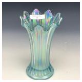 Northwood Ice Blue Thin Rib Squatty Vase