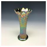 Northwood Green Diamond Points Vase