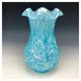 Fenton Ice Blue Opal Poppy Show Vase