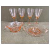 Antique Depression Glass: Stems, Plate, etc.